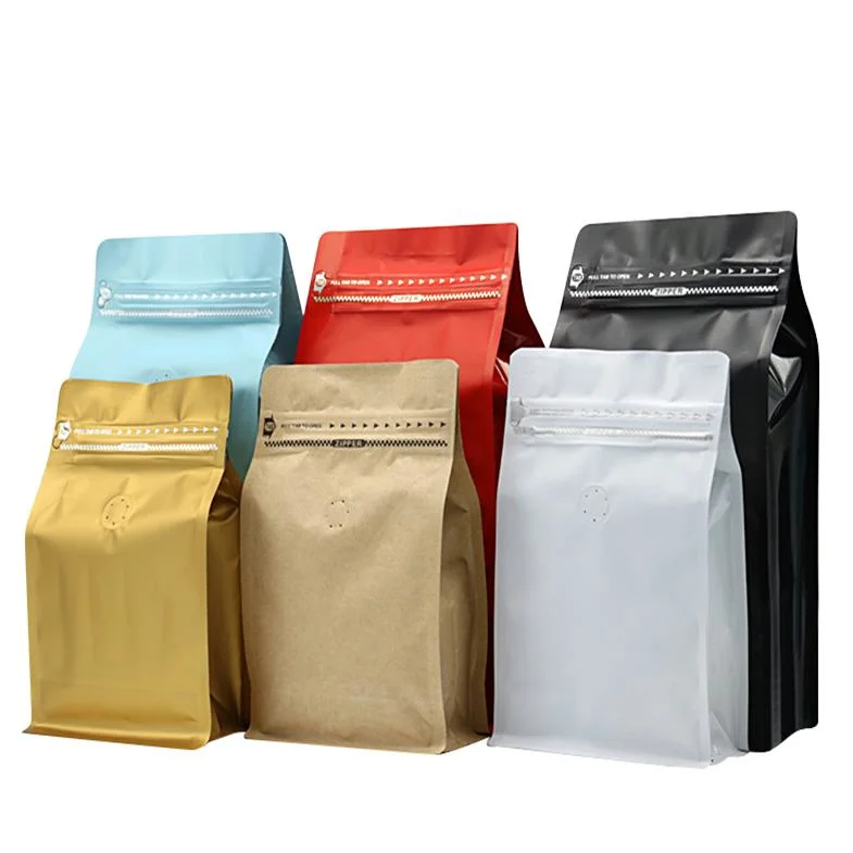 Custom Printed Matt Black Aluminum Foil 250g 500g 1kg Flat Bottom Coffee Packaging Bag with Valve