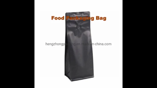 生分解性カスタム印刷黒クラフト紙平底ジッパー食品包装袋コーヒー豆用
